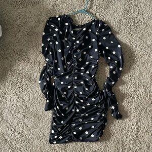Polka dot bodycon rushed dress